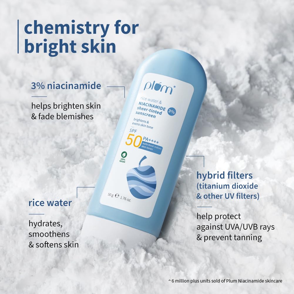 Plum Rice Water & Niacinamide Tinted Sunscreen SPF 50 50g