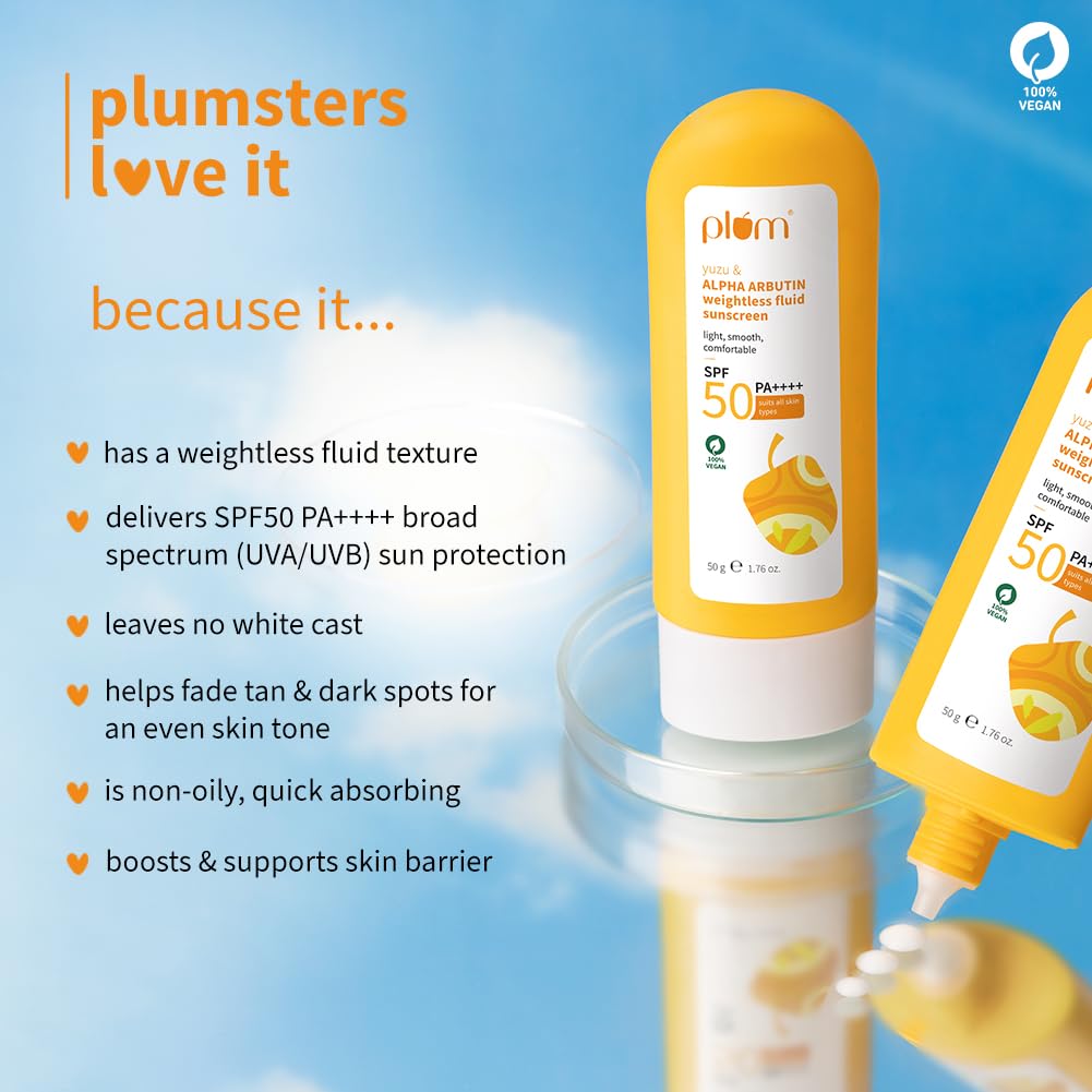 Plum Yuzu Alpha Arbutin Sunscreen 50g – SPF 50 PA++++