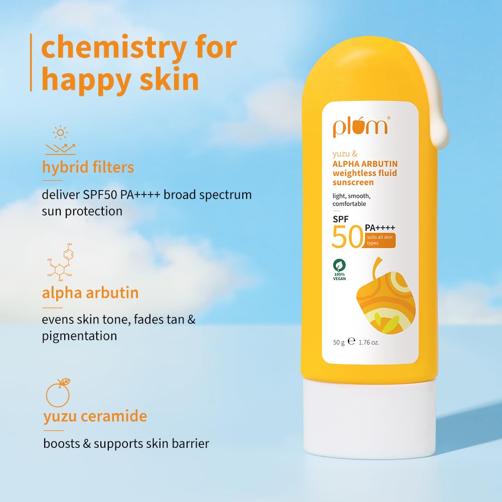 Plum Yuzu Alpha Arbutin Sunscreen 50g – SPF 50 PA++++