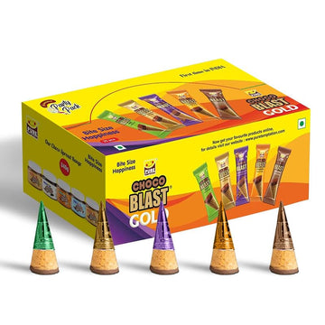 Pure Temptation Chocoblast Assorted Flavoured Waffle Cones [30 Pcs Chocolate Box]