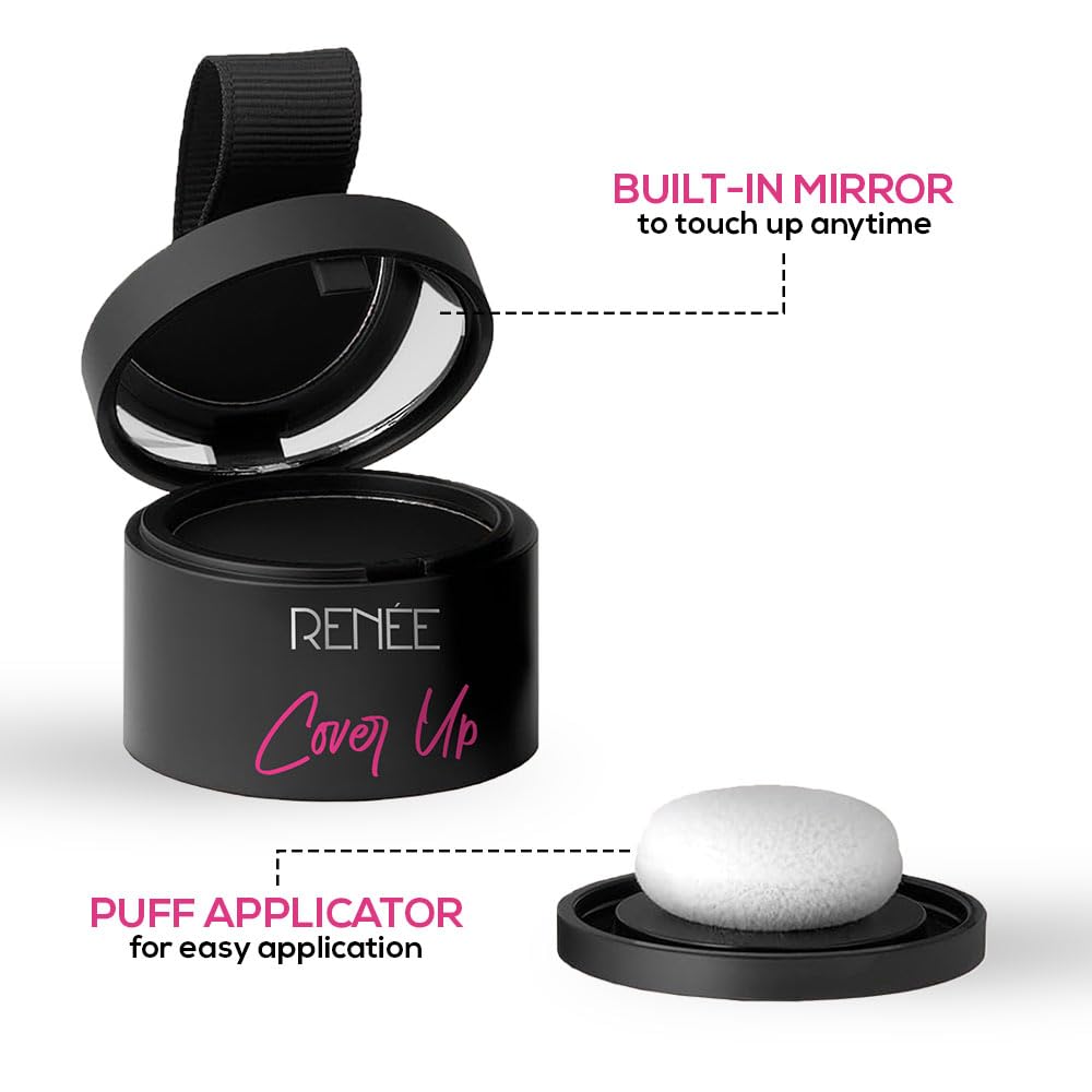 RENEE Cover-Up Hair Powder – Black, 4gm | Grey Root & Bald Spot Concealer