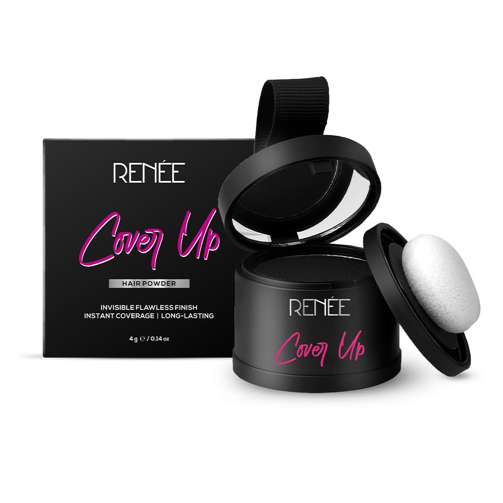 RENEE Cover-Up Hair Powder – Black, 4gm | Grey Root & Bald Spot Concealer