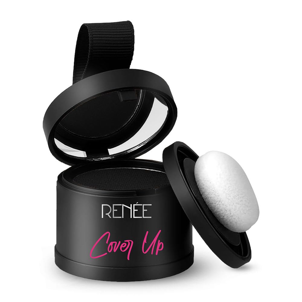 RENEE Cover-Up Hair Powder – Black, 4gm | Grey Root & Bald Spot Concealer
