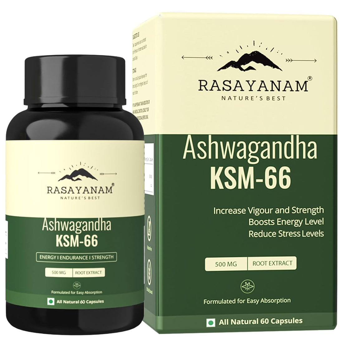 Rasayanam Ashwagandha KSM-66 (500 mg) - 60 capsules 