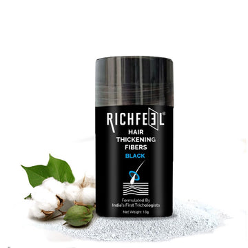 Richfeel Hair Thickening Fibers – Black, 13gm | Instant Volume for Thin Hair