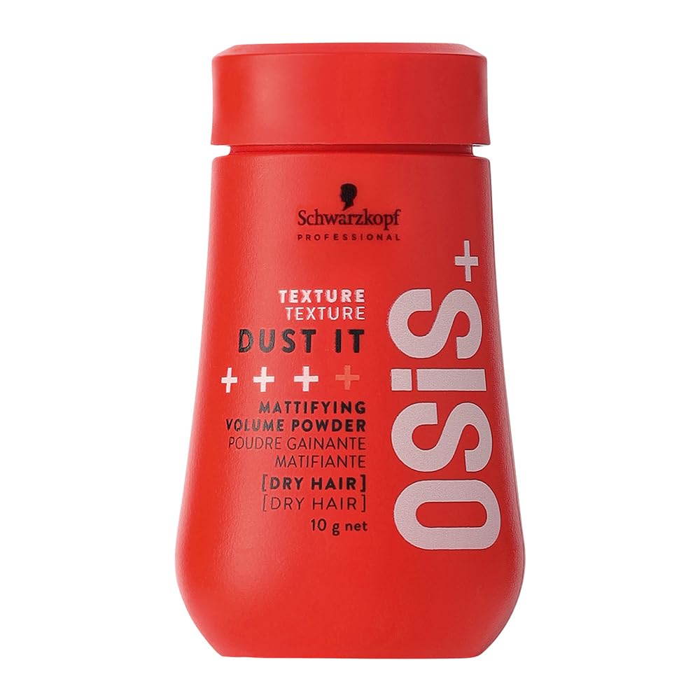 Red container of Schwarzkopf Osis+ Dust It powder on a white background