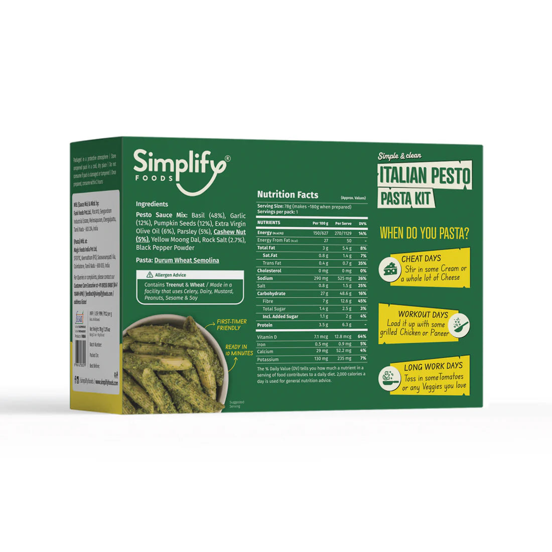 Simplify Foods Italian Pesto Pasta Kit -78g 