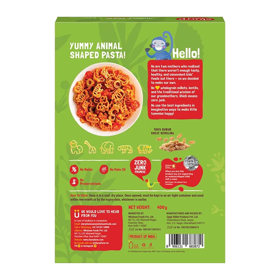 Slurrp Farm Jungle Pasta - Durum Wheat No Preservatives No Maida