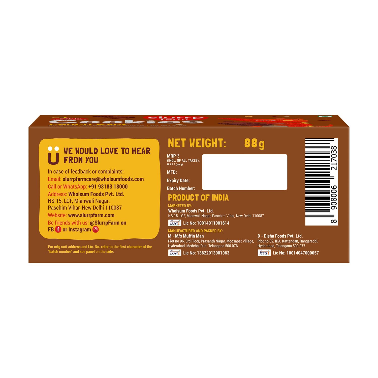 Slurrp Farm No Maida No Refined Sugar Choco Ragi Cookies |  88g