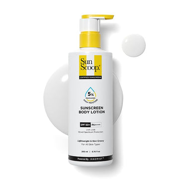 Sun Scoop sunscreen body lotion bottle on a white background