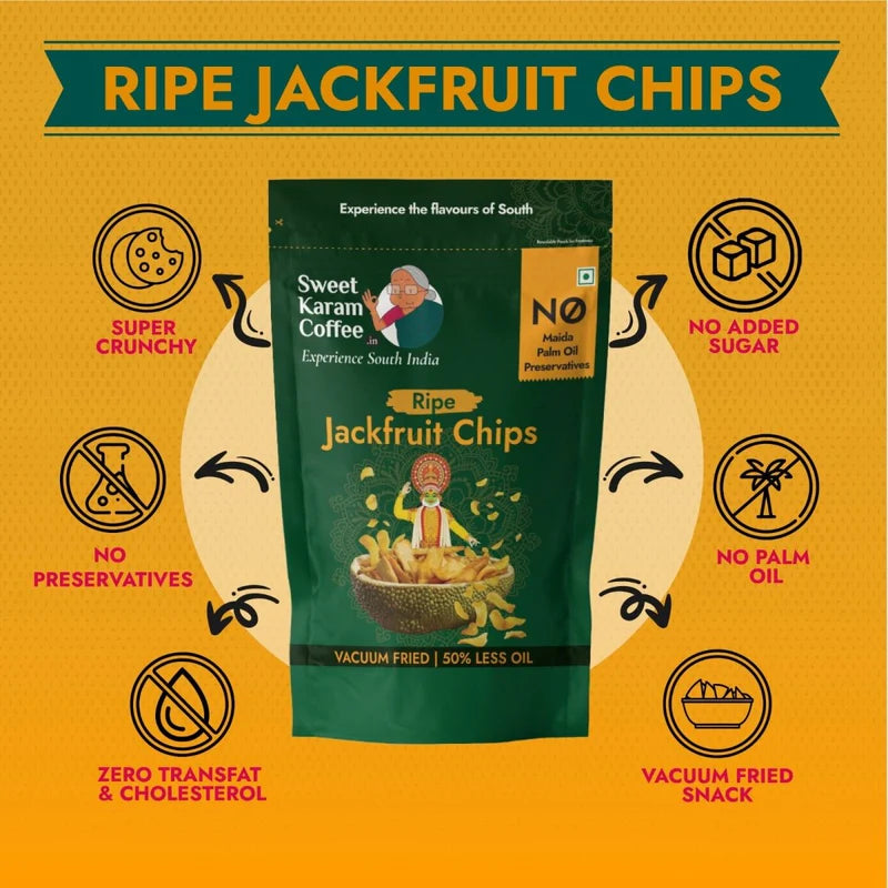 Sweet Karam Coffee Ripe Jackfruit Chips | Vacuum Fried