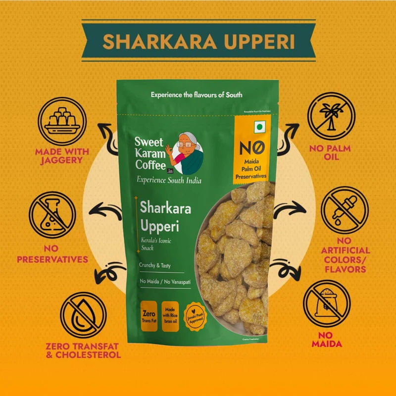 Sweet Karam Coffee Sharkara Upperi | Banana Jaggery Chips