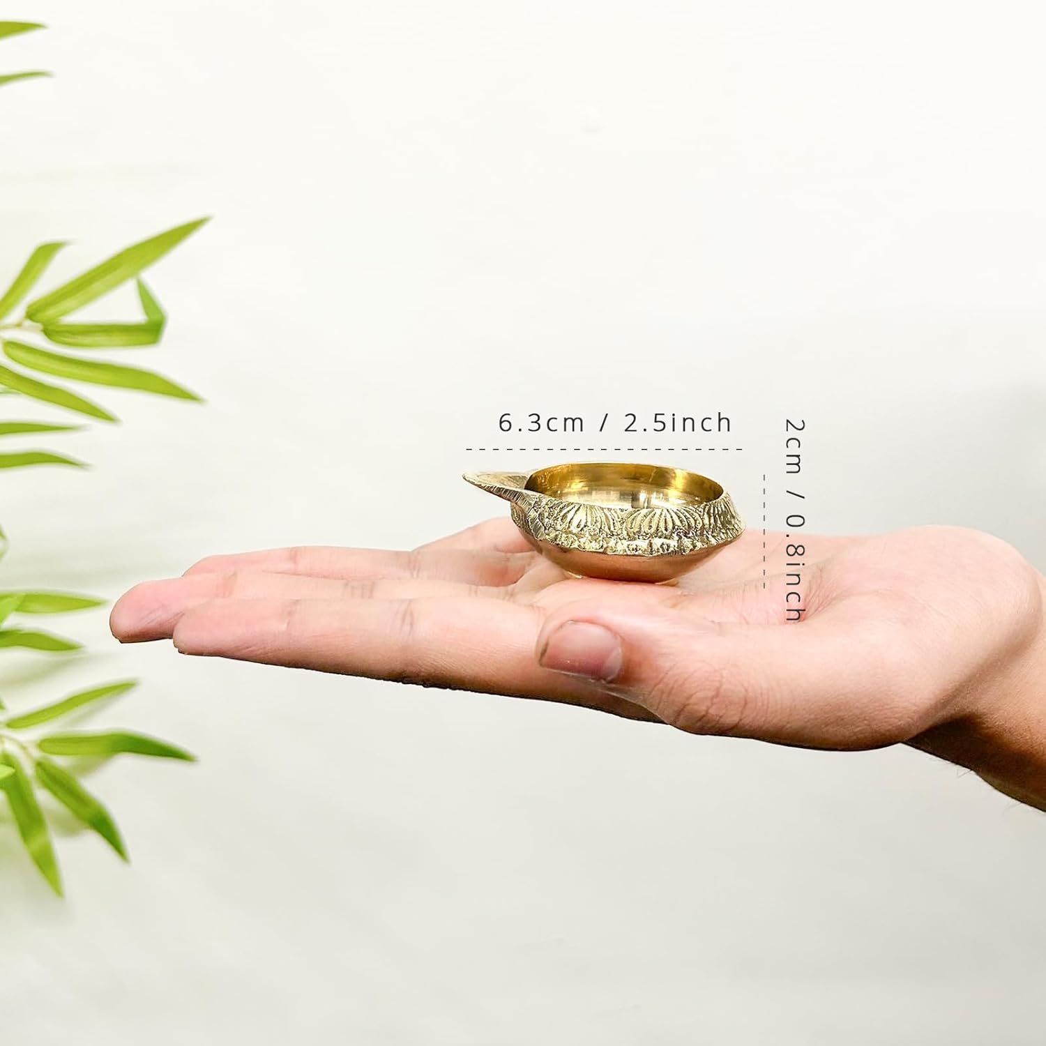 TIED RIBBONS Set of 10 Brass Diya for Puja Room Oil Lamps