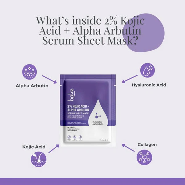 Bake 2% Kojic Acid + Alpha Arbutin Sheet Mask – 20 gm