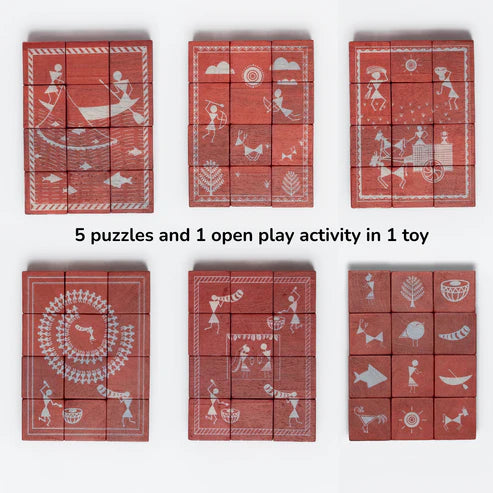 Gubbacchi WARLI Wooden 5-in-1 Puzzle Set  4 Yrs to 8 Yrs