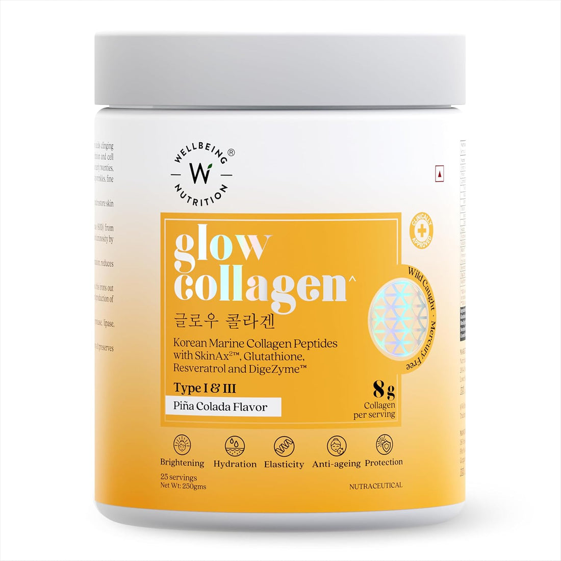 Wellbeing Glow Collagen 250g Pina Colada | 25 Servings