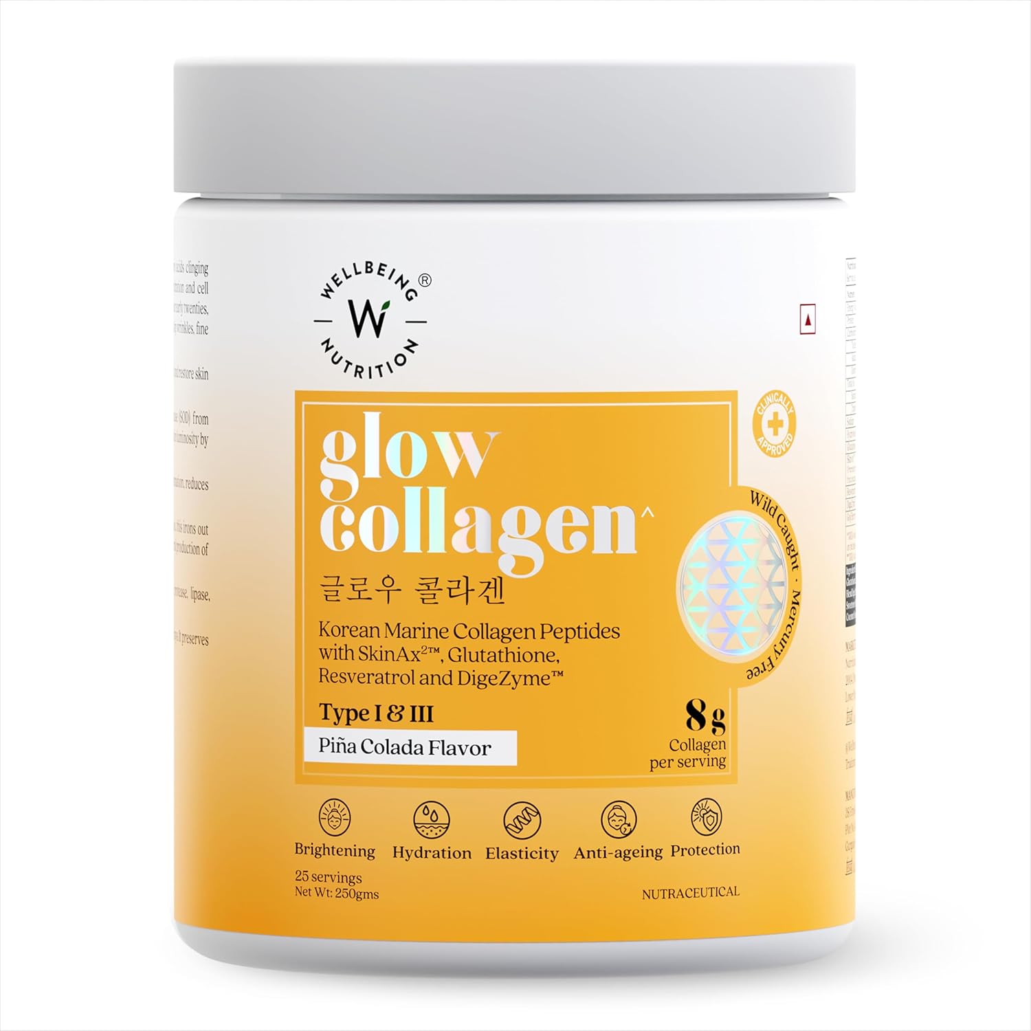 Wellbeing Glow Collagen 250g Pina Colada | 25 Servings