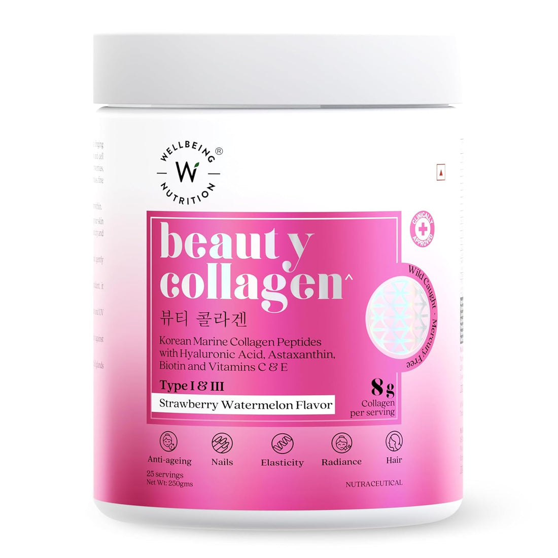 Wellbeing Korean Beauty Collagen 250g Strawberry Watermelon