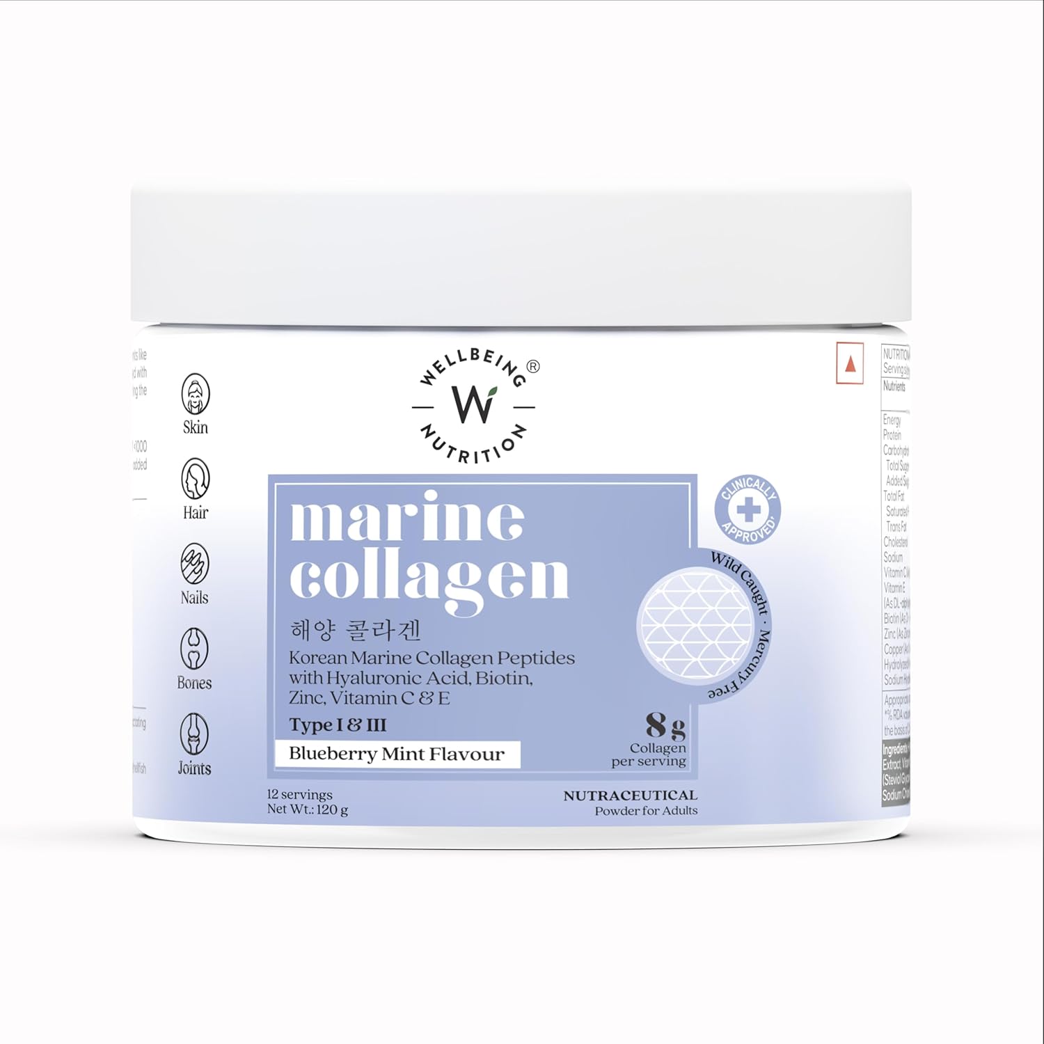 Wellbeing Marine Collagen 120g Blueberry Mint | 8g Collagen