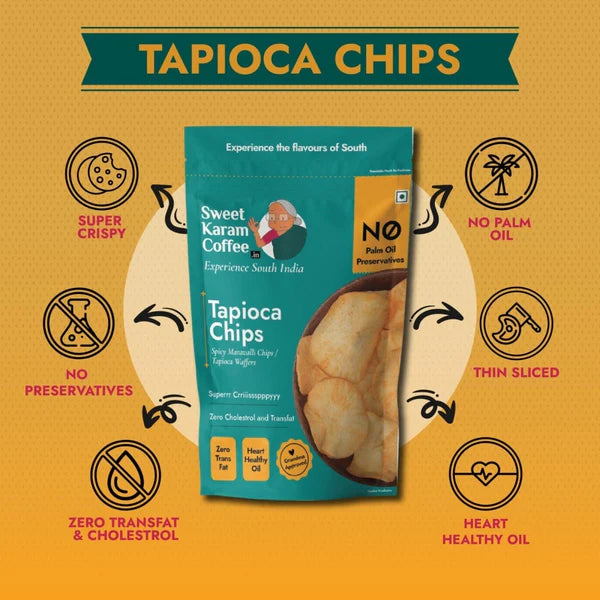 Sweet Karam Coffee - Kerala Tapioca (Kappa) Chips - 195 Grams