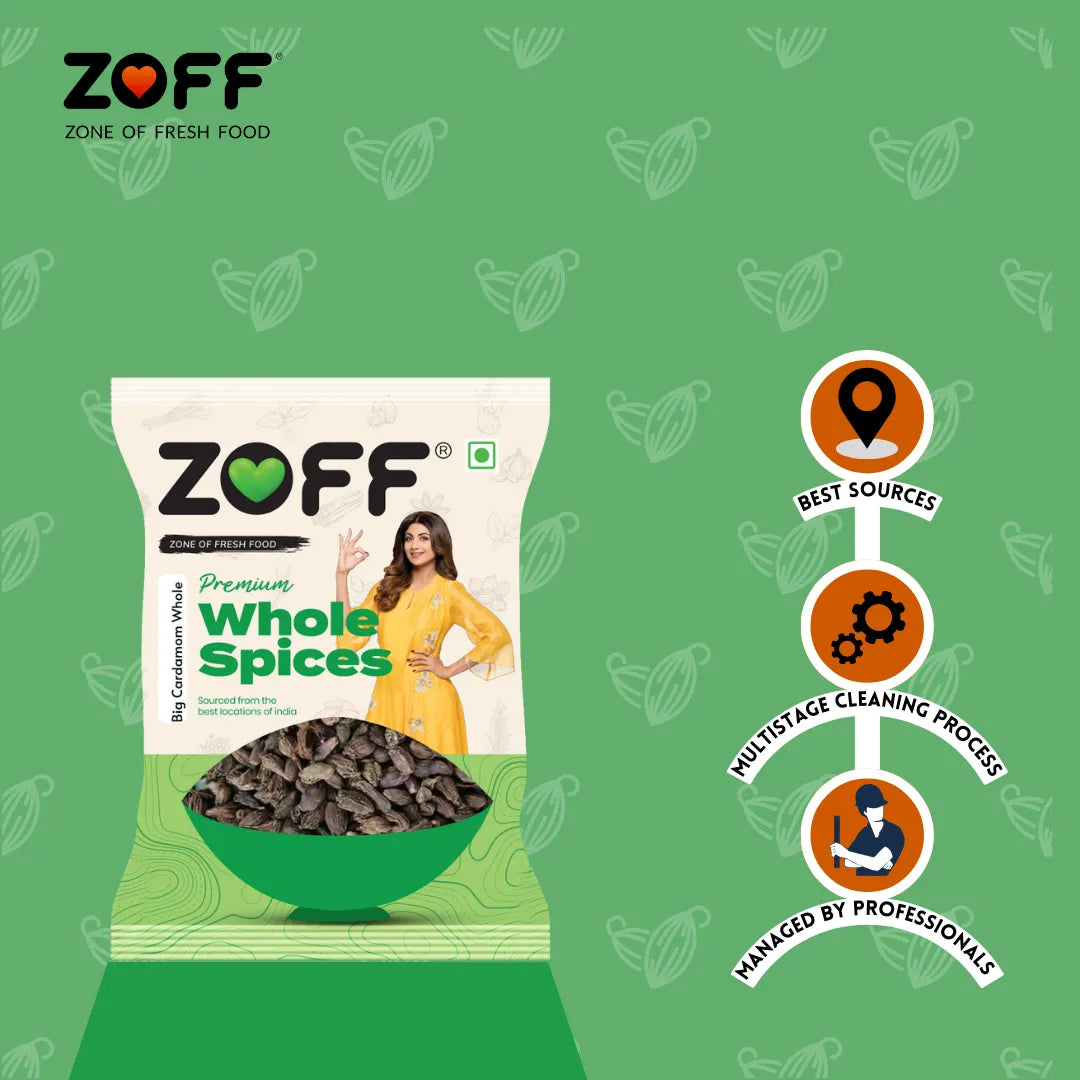 ZOFF Big Cardamom Whole - Badi Elaichi - 25g
