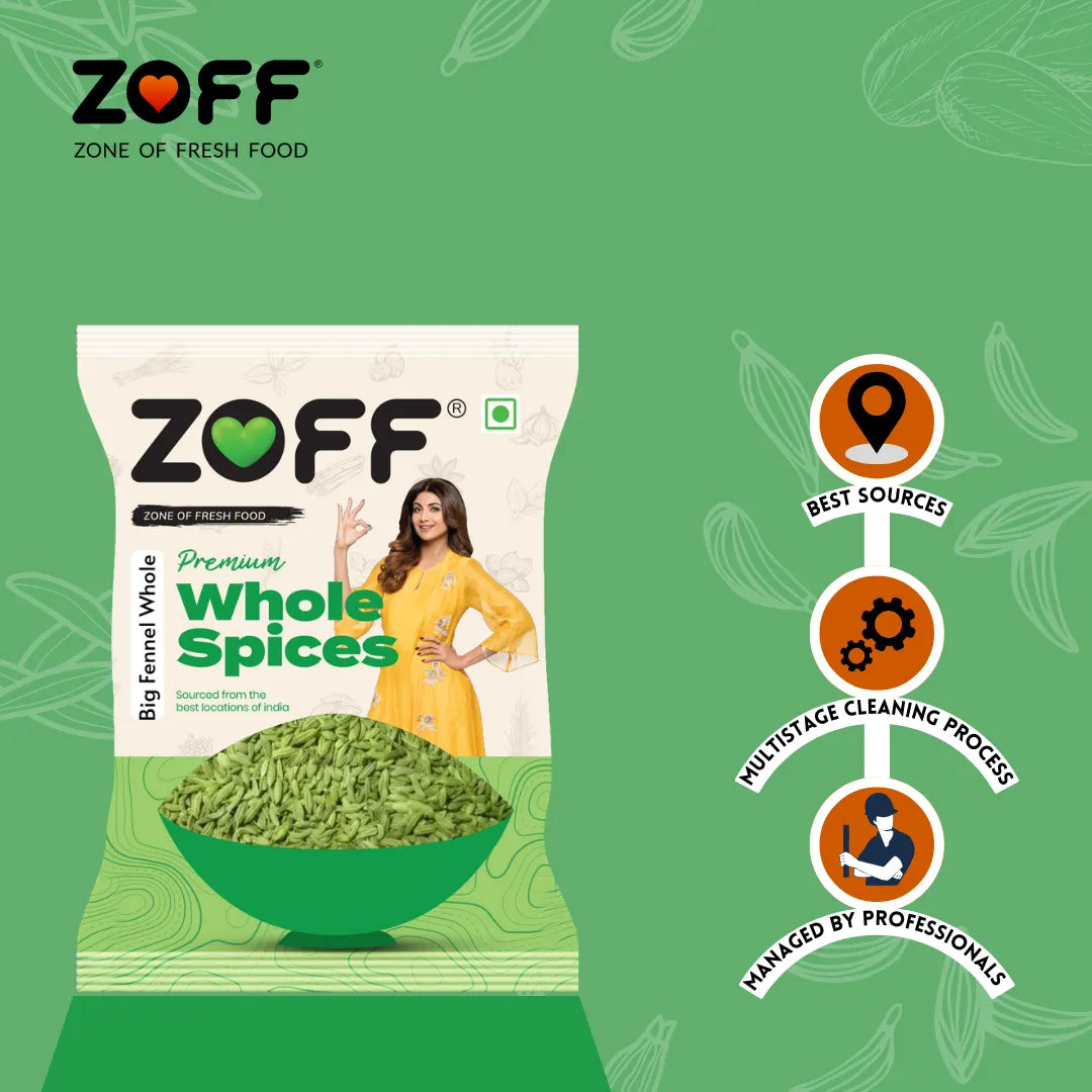 ZOFF Big Fennel Seeds Whole - Saunf -100 g