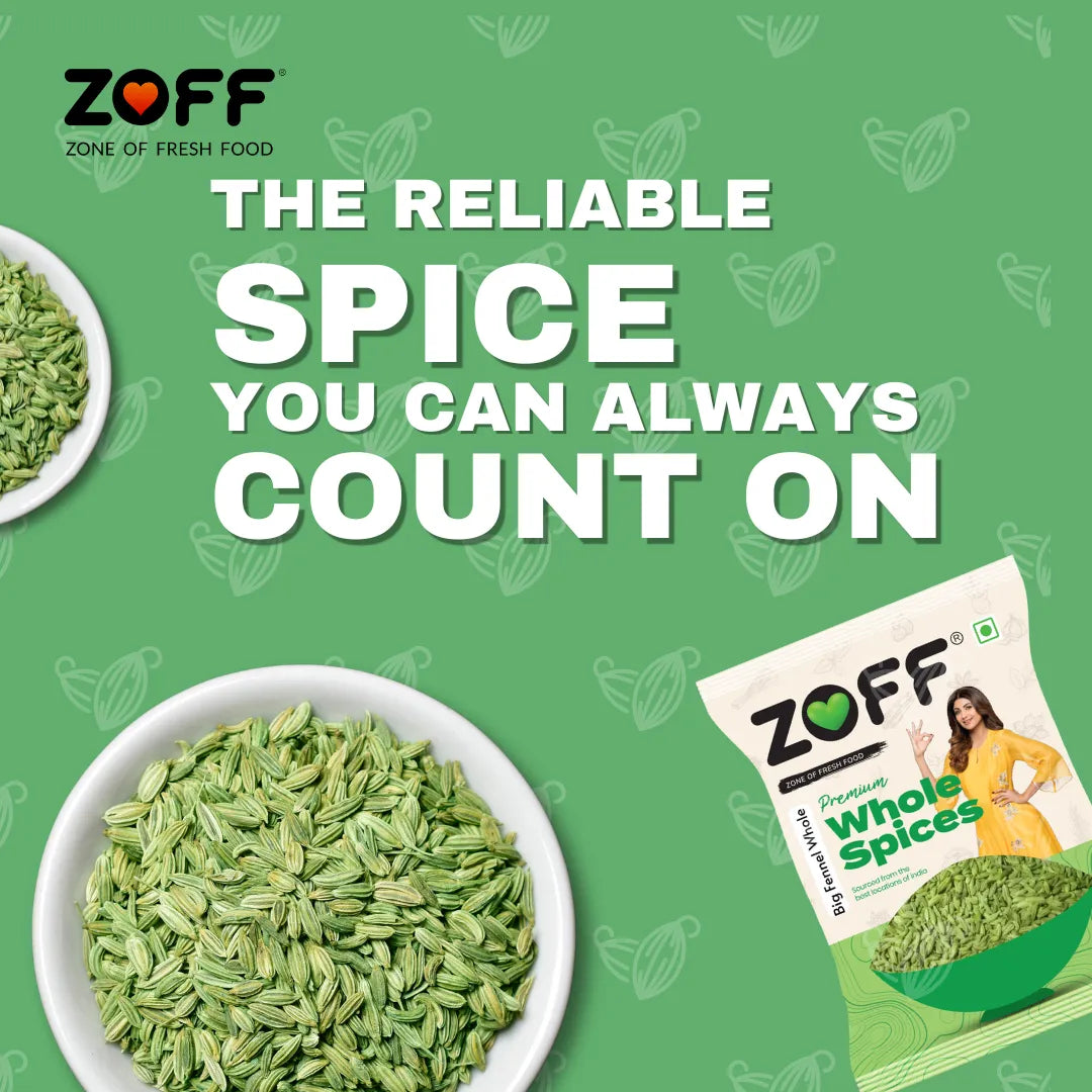 ZOFF Big Fennel Seeds Whole - Saunf -100 g