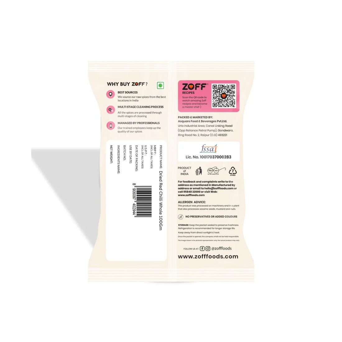 ZOFF Dried Red Chilli Whole -100 g