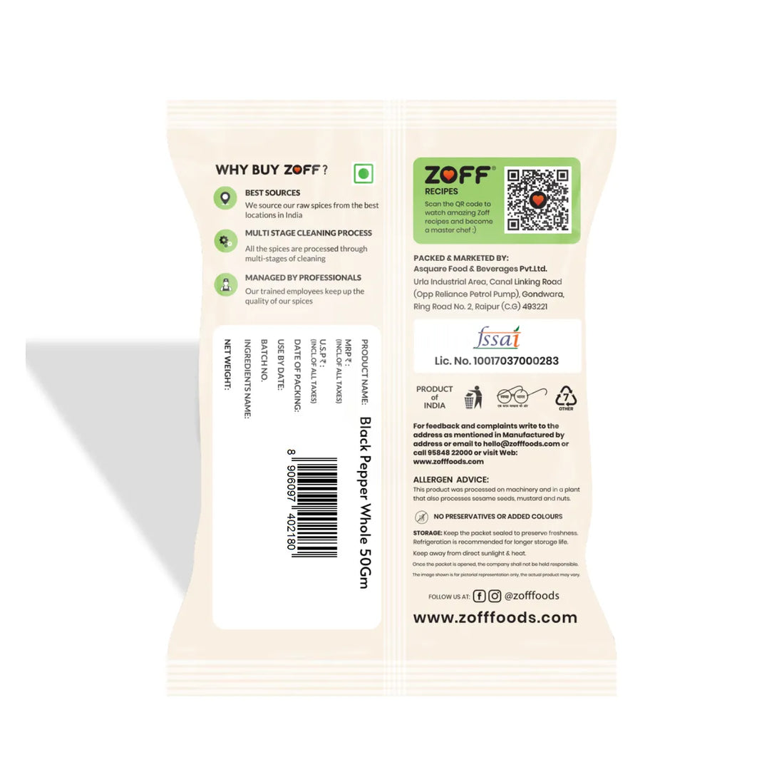 ZOFF Foods Black Pepper - 50g