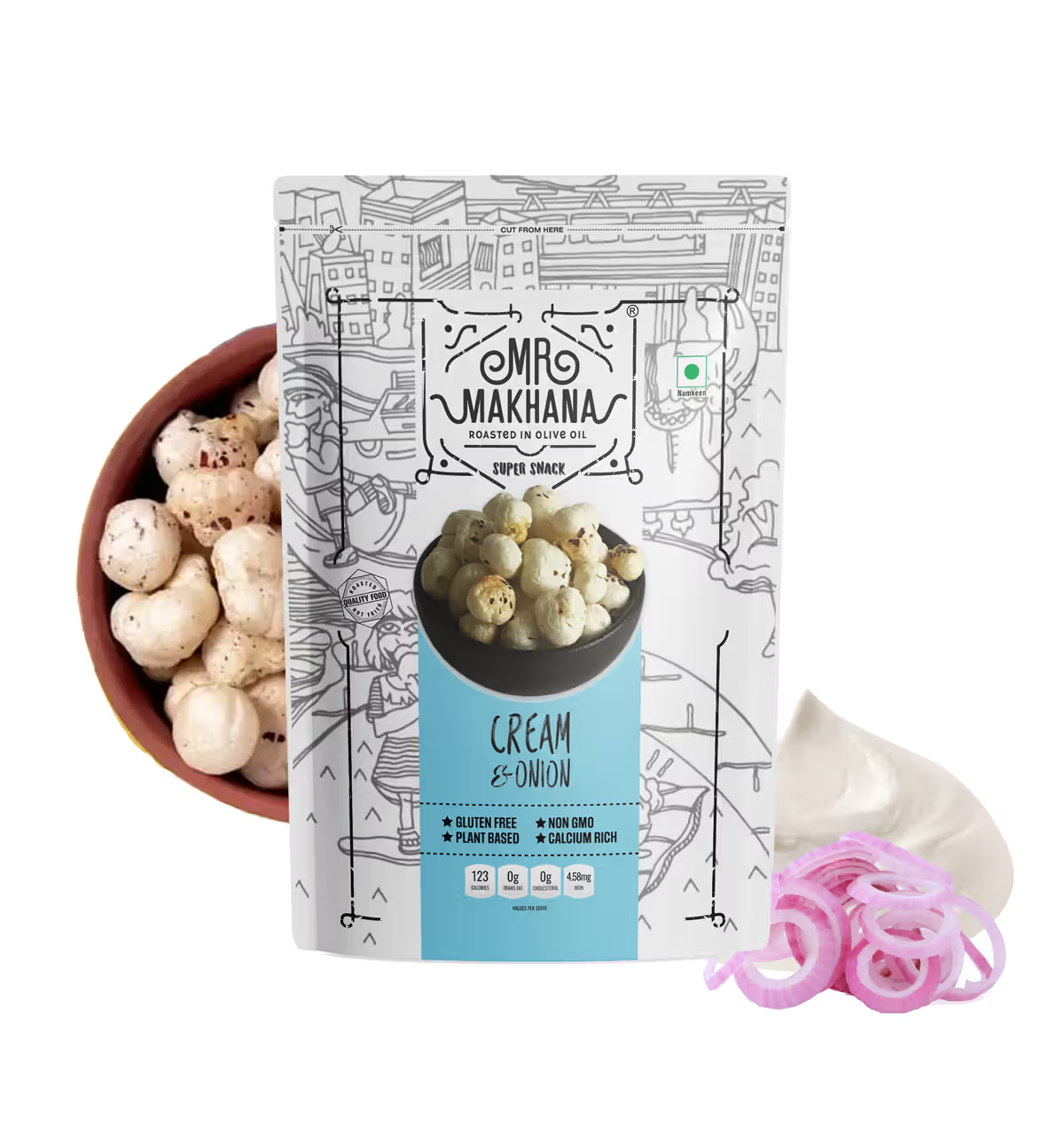 Mr Makhana Cream &amp; Onion 55 grms