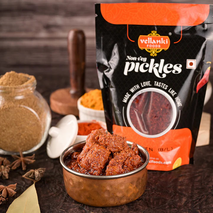 Vellanki Andhra Chicken Pickle(Boneless) - With Garlic - 250G