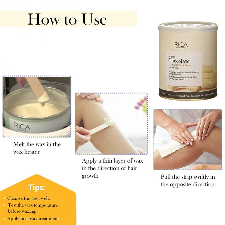 Rica White Chocolate Liposoluble Wax for Dry Skin with Natural Beeswax – 800ml