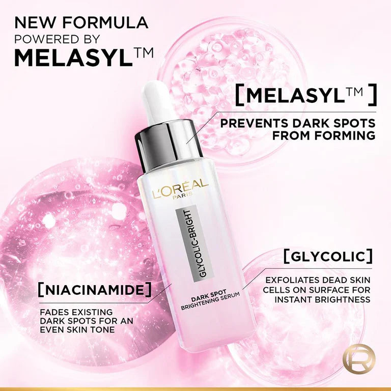 L'Oreal Paris Glycolic Bright 8% Dark Spot Brightening Serum – 15ml