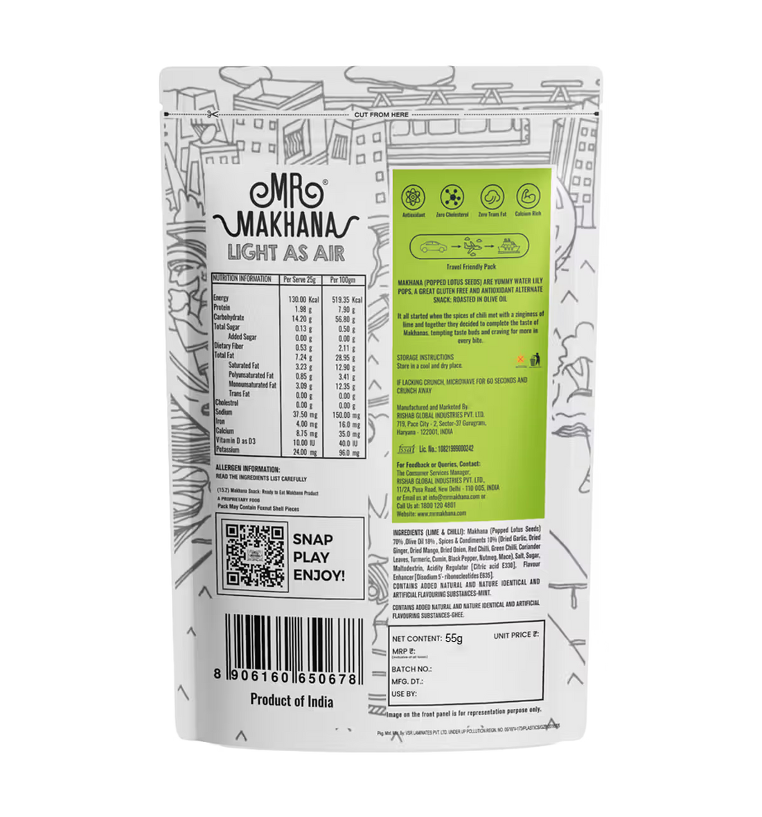 Mr Makhana Lime Chilli 55grms