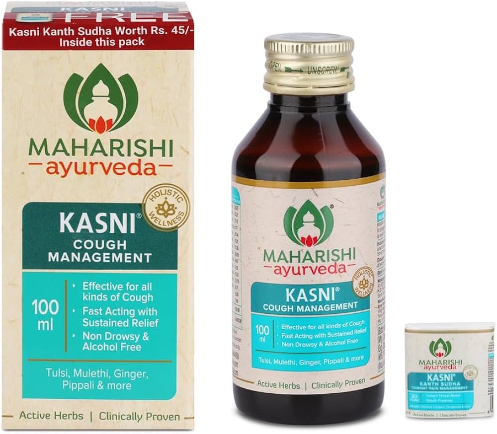 Maharishi Ayurveda Kasni Cough Syrup with Kanth Sudha 100ml (pak of 3)