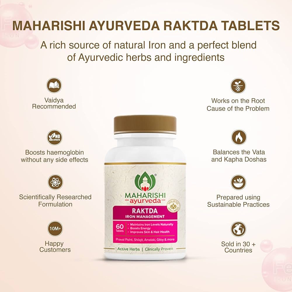 Maharishi Ayurveda Raktda Iron Management Tablets For Men&amp;Women