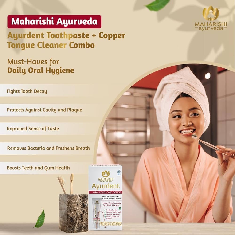 Maharishi Ayurveda Ayurdent Classic Toothpaste&amp;Copper Tongue Cleaner Combo