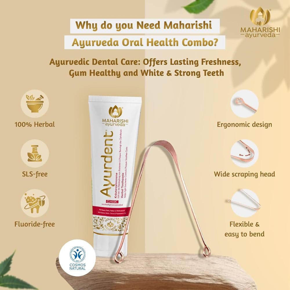 Maharishi Ayurveda Ayurdent Classic Toothpaste&amp;Copper Tongue Cleaner Combo