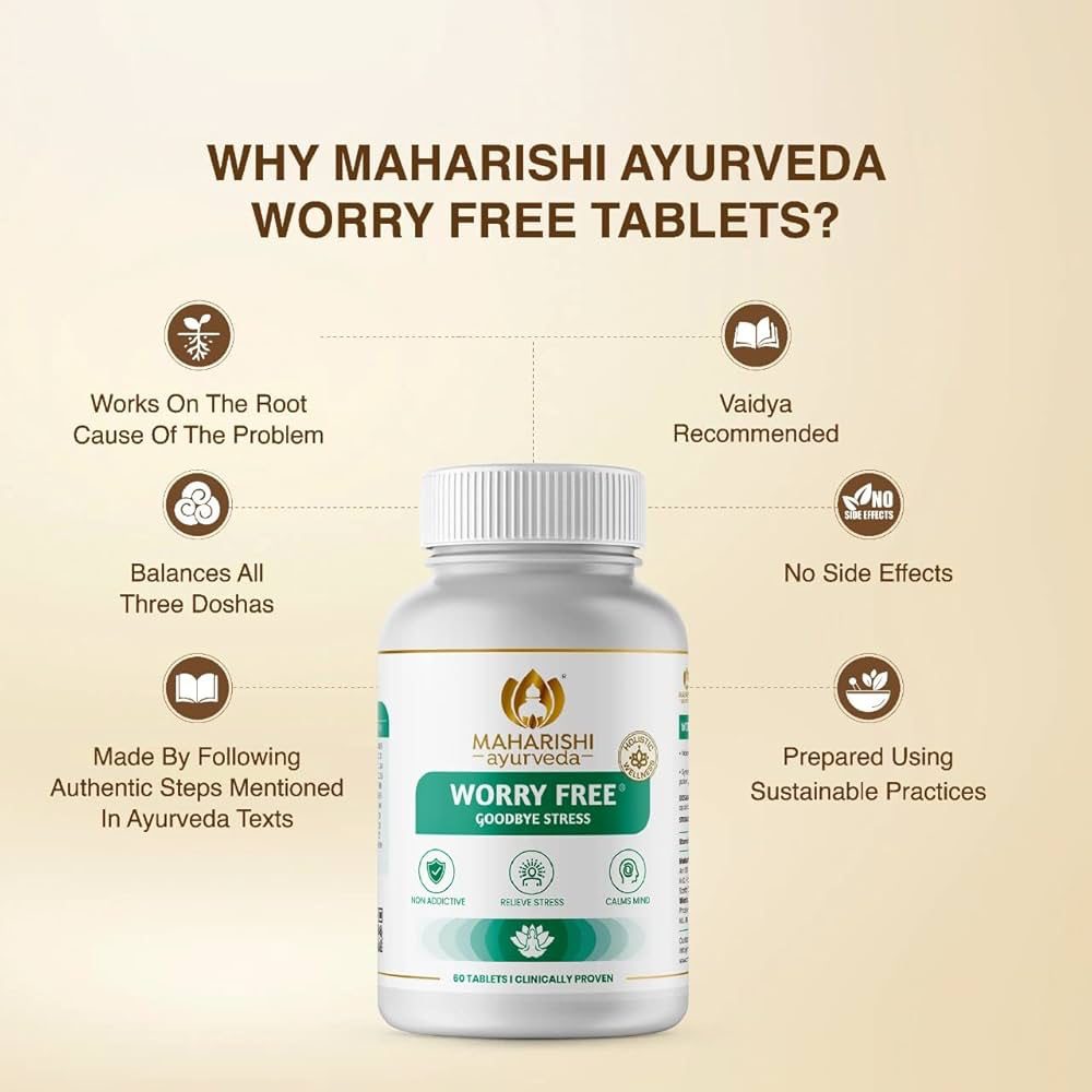 Maharishi Ayurveda Ashwagandha Worry Free Ayurvedic Tablets