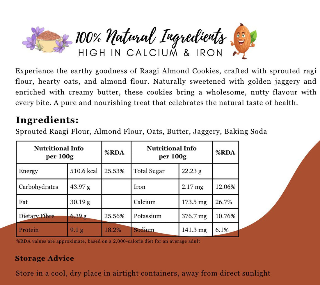 Sprouted Raagi Almond Cookies - 250 Grams