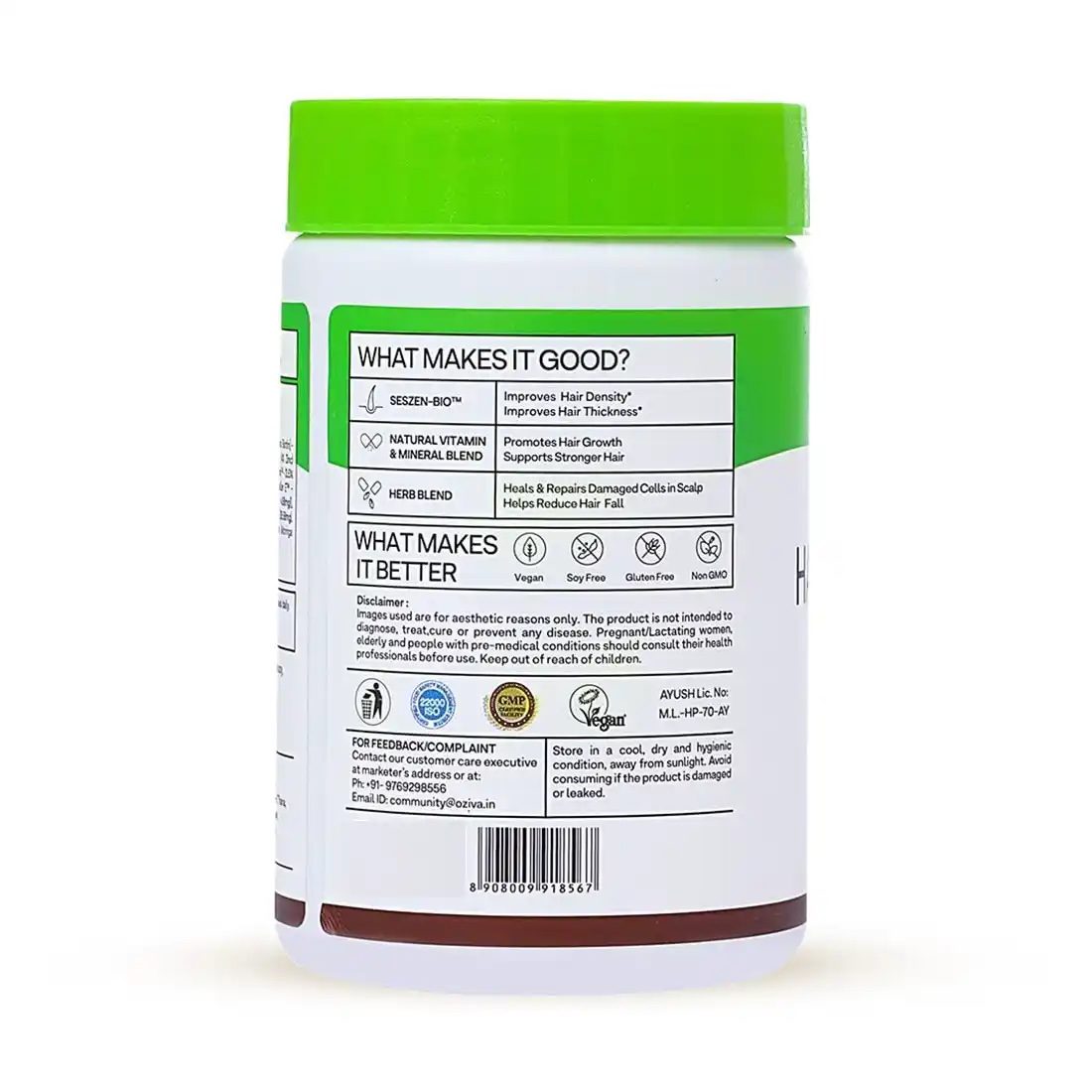 OZiva Hair Vitamins with Biotin, Vitamin E &amp; Iron for Hair Re-growth &amp; Hairfall