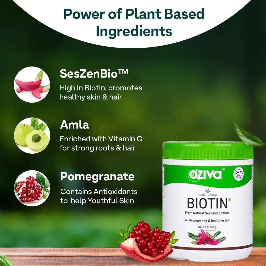 OZiva Plant Based Biotin Powder, 125 gm