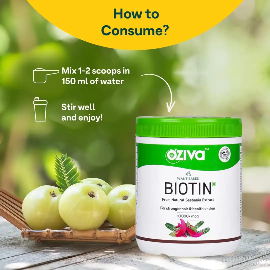 OZiva Plant Based Biotin Powder, 125 gm