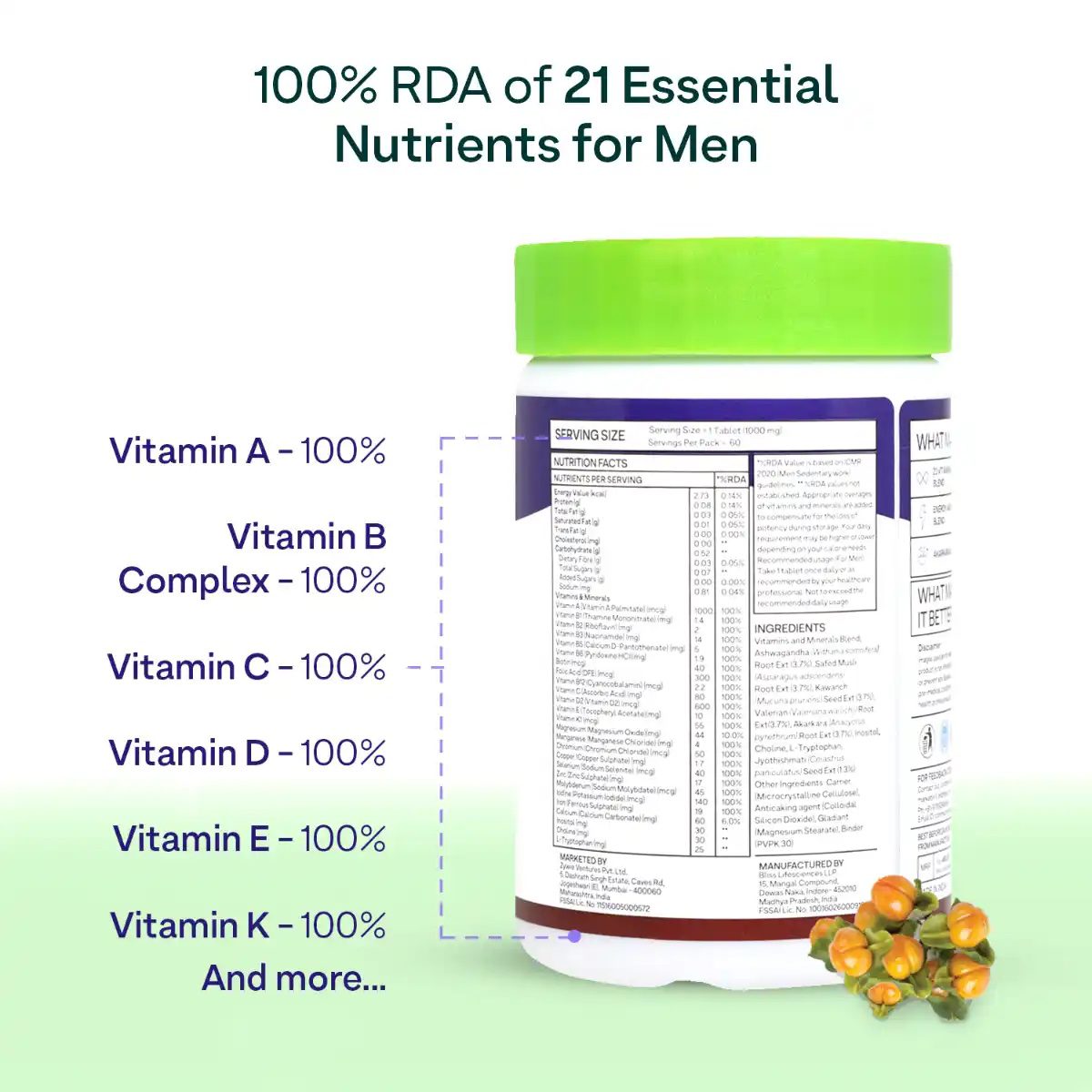 OZiva Daily Men's Multi, 60 Tablets