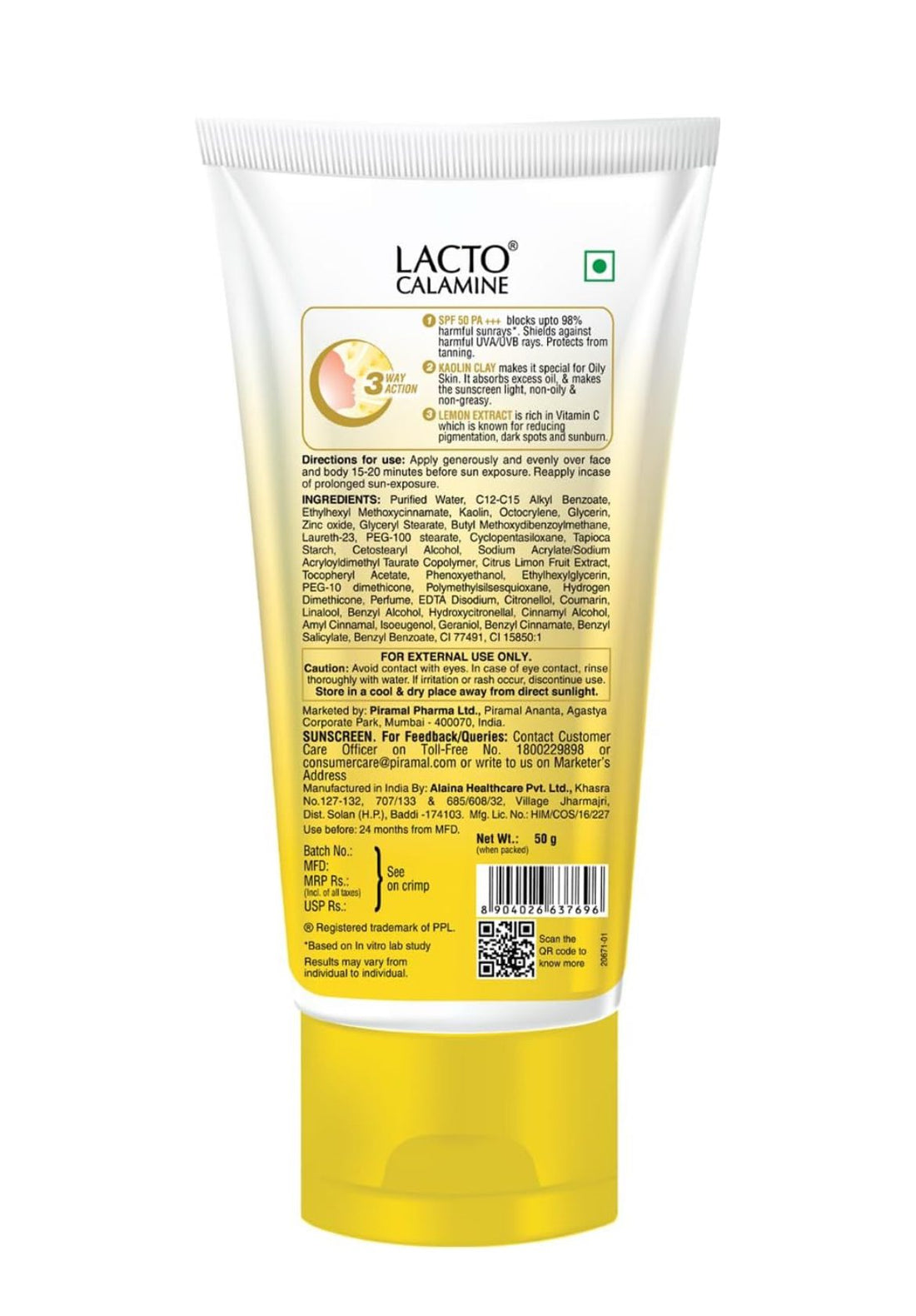 Lacto Calamine Sunscreen SPF 50 | 50g