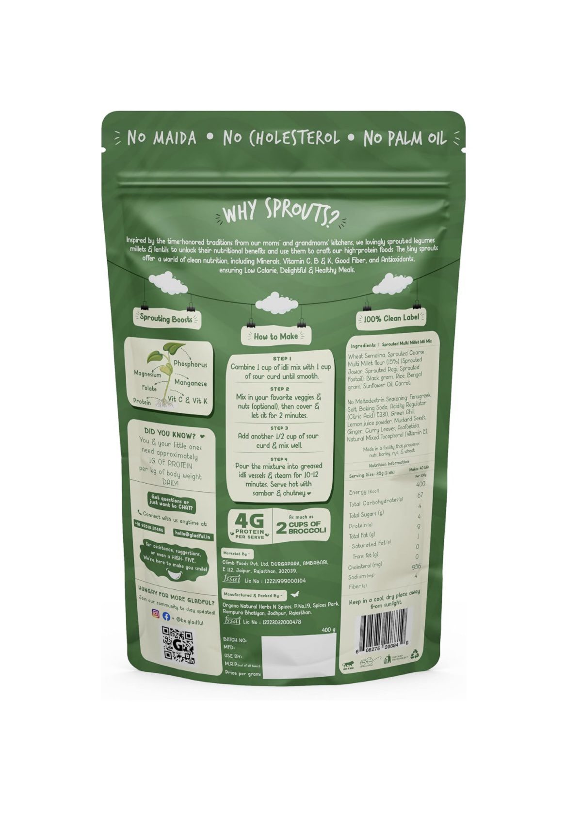 Gladful Multi Millet Idli Mix - 400 G