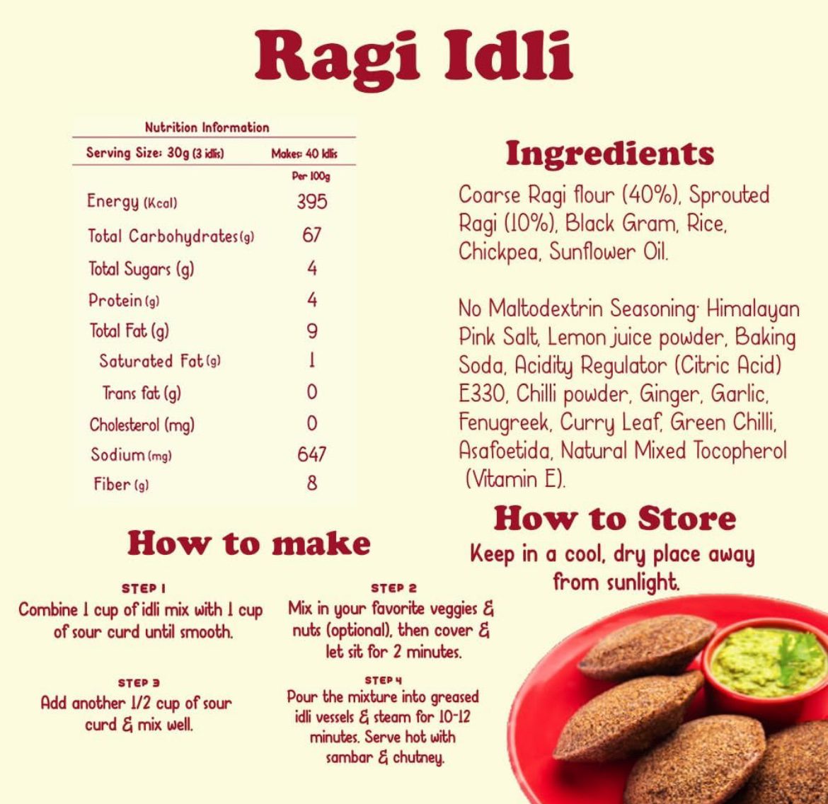 Gladful Ragi Idli Instant Mix - 400 G