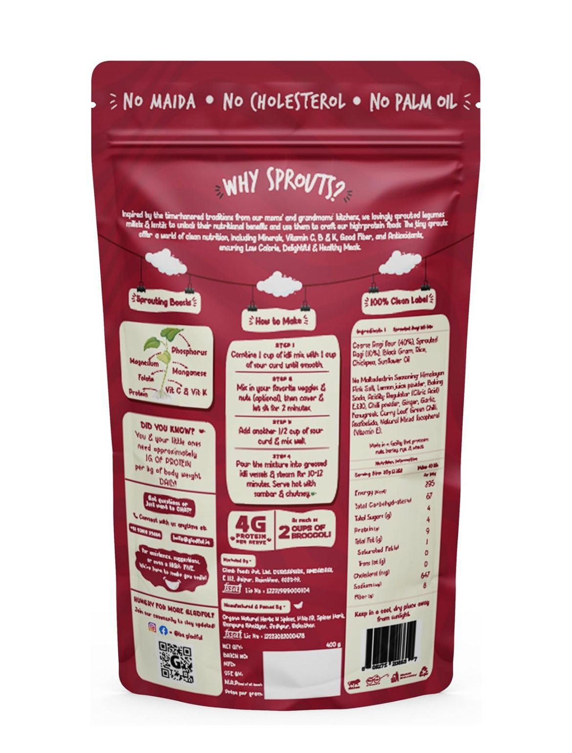 Gladful Ragi Idli Instant Mix - 400 G