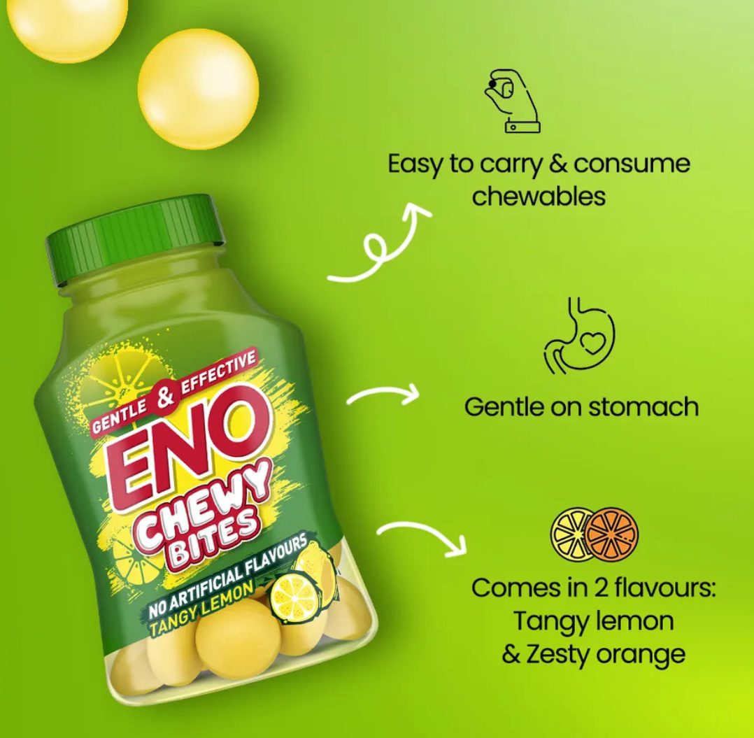 ENO Chewy Bites Tasty Chewable Antacid For Gentle &amp; Effective Relief From Acidity Tangy
Lemon
