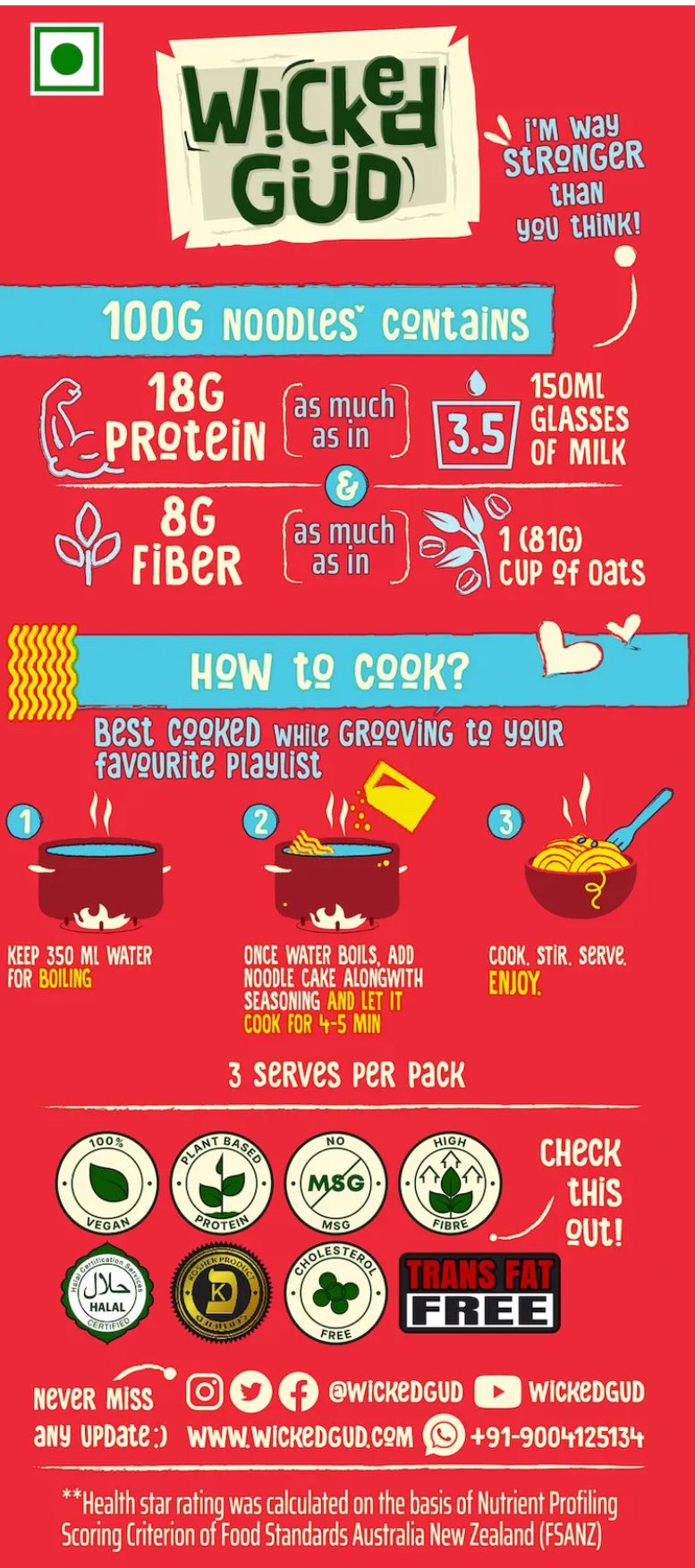 Wickedgud Instant Curry Noodles - 200 grams